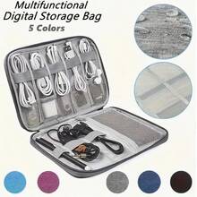 1个尼龙表带收纳盒，可收纳表带、数据线、旅行整理袋、智能手表表带，多功能手表收纳盒，兼容苹果手表表带、耳机、数据线、充电器、珠宝、化妆品及其他配件 - 暗黑色 - 查看 3