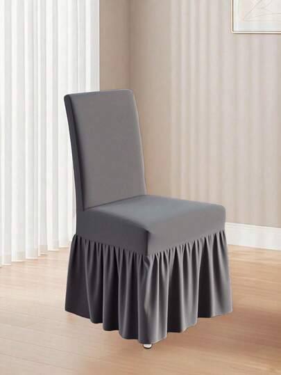 1/2/4pcs Solid Color Milk Silk Long Skirt Style Chair Covers, Full Coverage Non-Slip Durable Washable High Elasticity Stretchable, Easily Fits Universal Furniture Protectors For Party, Wedding, Banquet, Event, Dining, Celebration