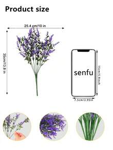 1/6/12pcs Artificial Lavender Flowers (7 Branches), UV-Resistant Plastic Fake Plants Shrubs For Outdoor Garden, Home Porch Decor, Indoor Home Decor, Christmas Decoration