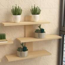 Holz Wandregal 50x50x14 cm – Schwebendes Regal mit 3 Ebenen für Küche, Wohnzimmer & Garten