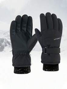 1 Pair Professional Ski Gloves, Waterproof, Windproof, Warm, Touchscreen Compatible, Unisex Design Suitable For Skiing, Snowboarding, Winter Outdoor Sports, Black, Random Color Dispatch - Multicolor - View 2