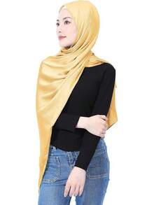 Luxury Silky Satin Hijab Women, Shimmer Crinkle Scarf, Graceful Feminine Charm - 金色 - 查看 1