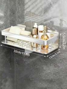 2pcs No Drill Bathroom Shelf, Wall Mounted Bathroom Shower Organizer Rack, Bathroom Vanity Storage Shelf, Bathroom Wall Mounted Shelf Bathroom Accessories Bathroom Tools - Multicolor - View 9