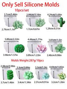 10 件硅胶模具，用于 DIY 蜡烛制作、多肉植物和仙人掌花盆环氧树脂工艺、家居装饰、房间装饰、婚礼装饰、手工香薰蜡烛植物模具、肥皂模具、环氧树脂石膏模具、女性礼物、最佳朋友礼物、DIY 礼物 - mold - 查看 11