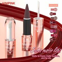 AINIPINK Lip Gloss + Lipstick 2-In-1 Matte Finish, Waterproof, Non-Fading, Non-Stick To Cups, Moisturizing, Perfect Makeup Choice, Suitable For Both Daily And Holiday Makeup - Nhiều màu - Xem 9