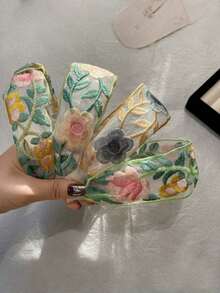 1pc Women's Elegant Versatile Embroidered Flower Headband, Suitable For Daily Use, Commuting, School, Work, Beach, Party, Holiday Gift, Bohemian Style, Hair Band Hair Hoop