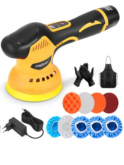 Lucidatrice per auto senza fili, kit lucidatrice e lucidatrice per auto, lucidatrice senza fili con 2 batterie, kit lucidatrice elettrica a velocità variabile, kit per lucidatura auto per dettagli/lucidatura/ceratura auto