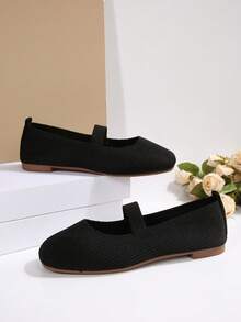 Damen Einfarbige Strick Atmungsaktive Bequeme Mary Jane Ballerinas