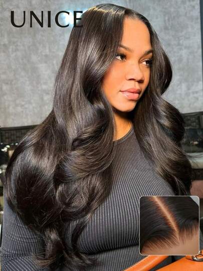 UNice Hair 100% Human Hair 13x4 Pre-Everything™ Transparent Lace Front Body Wave Wig Real Ear To Ear With Invisi Drawstring Wig Lace Fit Better Frontal Wig Pre Cut Pre Bleached Pre Plucked Lace Wig Ready To Wear Go Unice Wigs For Women