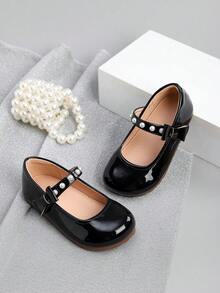 Cute Bow & Pearl Decor Flats For Daily Wear, Autumn/Winter - Black - View 2