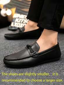 2025 Spring/Summer New Men's British Style Versatile Loafers, Business Casual Leather Slip-On Driving Shoes (Loafers Tend To Run Small, Customers With Larger Feet Are Advised To Order One Size Up) - Black - View 3