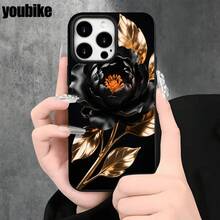Fundas y carcasas protectoras para teléfono con diseño de flores negras y orificios grandes. Compatibles con phone 16 Pro Max, 16, 15 Pro, 14, 14 Plus/14 Pro Max, 13, 13 Pro, 12 Pro, 11/11 Pro. Regalos para cumpleaños y festividades - Blanco - Ver 7