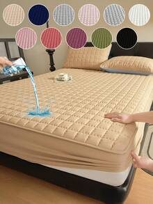 1pc Warterproof Fitted Sheet, Bedding, Waterproof Mattress Protector, Skin-Friendly Mattress Cover, Bedroom Decor, Breathable Quilted Mattress Cover For 8-15" Mattress, Room Decor, Noiseless Bed Mattress Cover For Bedroom, Guest Room, Deep Pocket, Mattress Cover, Dustproof Bedspread, For Twin, Full, King, Queen Size, Only Fitted Sheet Without Pillowcase, Bedding Gifts, Machine Washable, Autumn Home Decor, Wedding, Fall Decor