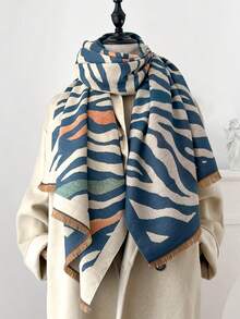 FADZOYLE 1 Peça Lenço/Xale Jacquard Listrado de Tigre Colorido, Adequado para Mulheres em Todas as Estações, Extra Longo e Luxuoso para Manter o Calor no Outono/Inverno, Minimalista Elegante, Aquecedor de Pescoço Multiuso, Adequado para Escritório, Uso Externo, Uso Diário, Casamento, Acessório de Festa, Pode Ser Combinado com Roupas Formais - Multicolorido - Visão 13