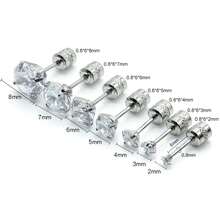 2pcs Screw Back Earrings, Colorful Stainless Steel Cubic Zirconia Double-Sided Earrings, Hypoallergenic Simple Earrings For Men, Fashion Casual Pierced Earrings, Unisex Ear Cartilage Studs 2-8mm