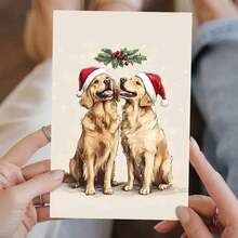 1pc Fun And Unique Christmas Card, "Christmas Dog: Merry Holiday, Golden Retriever" Card, Christmas Card For Friends, Adult Christmas Card, Suitable For Christmas, Christmas Eve, Holiday Celebration Occasion, Santa Claus Card - Multicolor - View 1