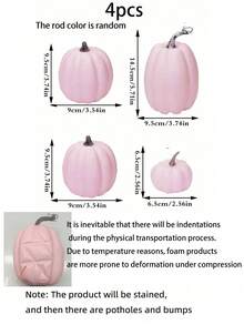 什锦仿古装饰南瓜南瓜泡沫南瓜适用于农舍秋季婚礼餐桌中心装饰壁炉厨房装饰，感恩节丰收节派对主题秋季装饰模拟南瓜 - 淺粉色 - 查看 2