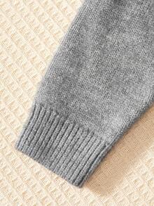 女童开衫毛衣，可爱淑女蝴蝶刺绣圆领长袖保暖针织外套，适合3-9岁女童，春秋冬 - 灰色 - 查看 6