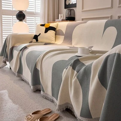 1 Vỏ bọc ghế sofa chống mèo cào mới, cảm giác sang trọng, phù hợp với mọi mùa, chăn sofa có họa tiết hình tròn