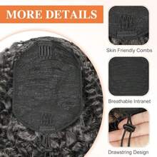Drawstring Ponytail For 10 Inch Ponytail Extension For  Curly Pony Tails Hair Extensions For Girls Afro Kinky Curly Hair Pieces For Daily Use Mix Grey - 混合灰 - 查看 6