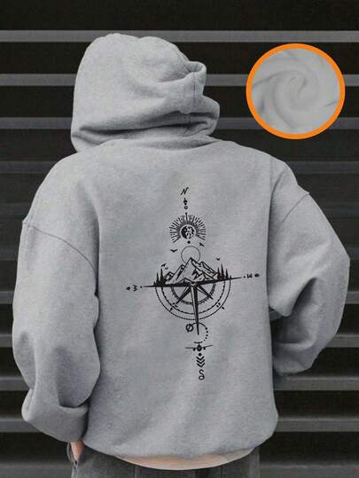 Tween Boy Graphic Print Thermal Lined Hoodie Sweatshirt, Warm & Comfortable For Autumn/Winter