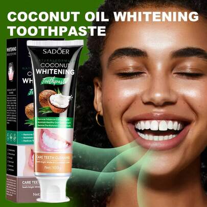 Natural Coconut Oil Toothpaste, Coconut Flavor, Fluoride Free, Natural Ingredients, Brightening Teeth, Deep Cleaning, Fresh Breath, Coconut Oil Mint Toothpaste, Deep Cleaning For Fresh Breath, Oral Care Toothpaste For Home & Travel Use, Moisturizing Benefit, Gentle For Sensitive Skin, Men'S Dental Protection