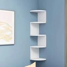 Five-Layer Floating Bookshelf Unit, Wall-Mounted Plastic Storage Rack, Space-Saving Triangular Design, Multi-Functional Wooden Bookshelf, Suitable For Home Office, No Drilling Required, Wall-Mounted Monitor, Practical Storage Rack, Practical Storage Rack, Floating Shelf