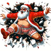 1 件/2 件/3 件圣诞老人印花热转印贴纸 - 圣诞主题熨烫补丁，适用于 DIY T 恤、牛仔裤、口罩和背包 - 彩色 - 查看 2