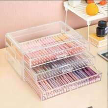 1 Peça Caixa de Armazenamento de Joias Portátil de Acrílico Transparente com 3 Camadas Empilháveis e Tampa, Estojo de Exibição para Mesa com Gavetas para Guardar Anéis, Brincos, Colares, Pulseiras, Relógios, Canetas, Marcadores, Peças Pequenas