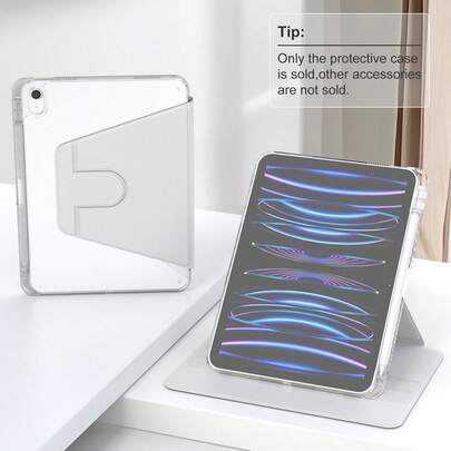 Ốp bảo vệ trong suốt bằng acrylic, tương thích với chức năng ngủ/thức của iPad, tương thích với iPad và máy tính bảng, ốp bảo vệ xoay 360 độ, tương thích với iPad Mini 4/5/6 (9.7 inch) và iPad (10.2 inch), iPad Air 4/5/6 (10.9 inch), phù hợp với iPad thế hệ thứ 10, khung chất liệu TPU mềm, tương thích với iPad thế hệ thứ 10, iPad Pro (11 inch), iPad Air (11 inch, M2), iPad Air (13 inch) và iPad Pro (11 inch, M4) - Màu xám
