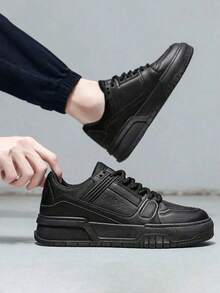 Zapatillas deportivas informales de suela gruesa, Zapatos deportivos de Que Aumentan La Altura.Zapatos Casuales de Suela Gruesa Para Hombre.aZapatillas deportivas casuales negras versátiles para jóvenes con plataforma gruesa y suela elevadora.duraderas, que aumentan la altura, ntideslizantes, de alta explosividad, transpirables y versátiles para hombre - Negro - Ver 3