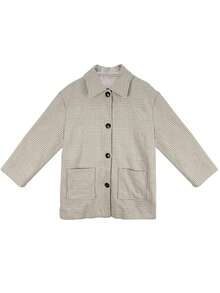 Women's Plaid Pocket Drop Shoulder Long Sleeve Single-Breasted Casual Jacket