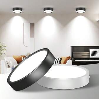 CANMEIJIA 1pc Aluminum White LED Flush Mount Light, LED Surface Mounted Downlight, Recessed Indoor Ceiling Light, Living Room/Bedroom/Kitchen Ceiling Lamp, AC185-262V, 5W/40W/15W/25W, 3 Color Temperatures Switchable, 6500K/4000K/3000K, Compact Slim Round Lighting Fixture, Suitable For Bedroom, Living Room, Kitchen, Mall, Showroom. The 5W Size Is Relatively Small, Please Purchase The Suitable Size According To Your Needs.