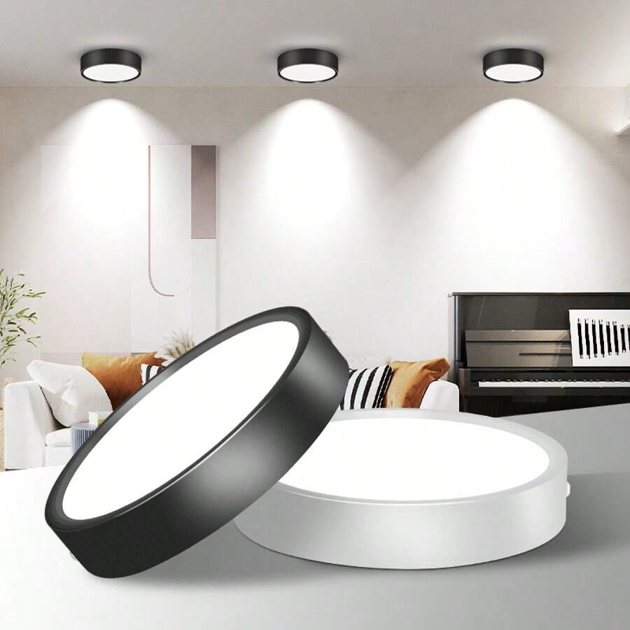 CANMEIJIA 1 件铝制白色 LED 嵌入式灯，LED 明装筒灯，嵌入式室内吸顶灯，客厅/卧室/厨房吸顶灯，AC185-262V，5W/40W/15W/25W，3 种色温可切换，6500K/4000K/3000K，紧凑纤薄圆形灯具，适用于卧室、客厅、厨房、商场、展厅。5W 尺寸相对较小，请根据您的需求购买合适的尺寸。
