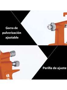 Pistola de Pintura de Baja Presión, Cuerpo de Aluminio y Boquilla de Acero, 750ml, Ideal para Pintura de Muebles, Reparación de Autos y Decoración de Interiores - Naranja - Ver 2