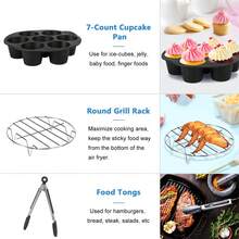 14-Piece Airfryer Accessory Set For Hot Air Fryer, Deep Fryer, Air Fryer, Hot Air Oven, Baking Pan 3.7QT-6.8QT - màu đen - Xem 5