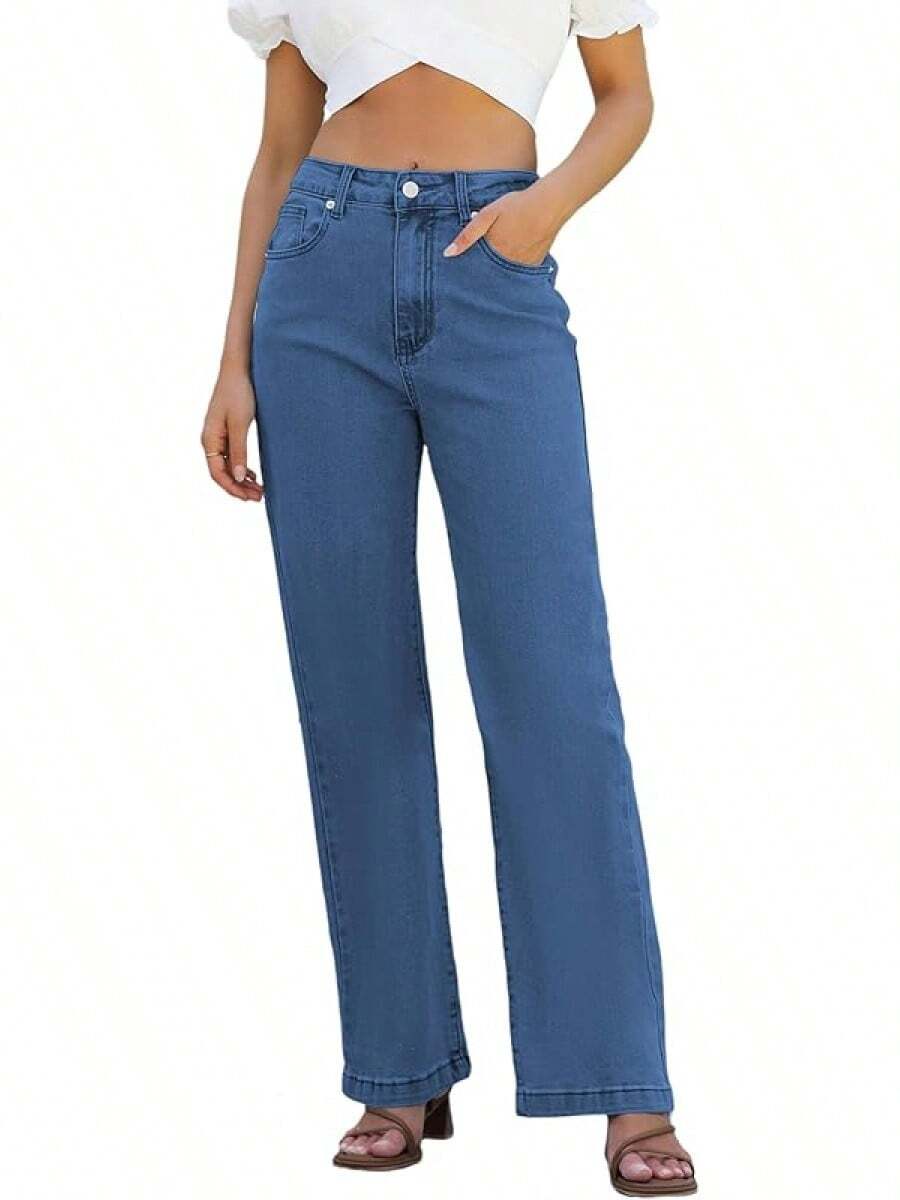 Jeans High Waisted Straight Leg Loose Jeanshalloween - Jeans Blue - View 1