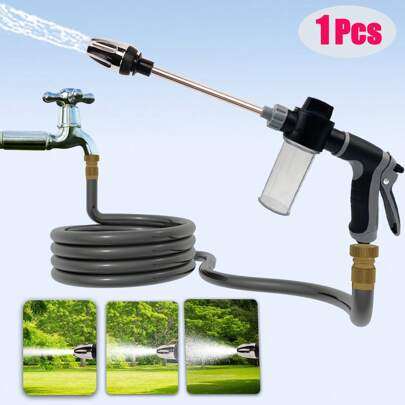 Pistola de agua alta presión boquilla metálica ajustable para lavado de autos riego de jardines cuidado de césped herramienta multifuncional para exterior limpieza irrigación portátil
