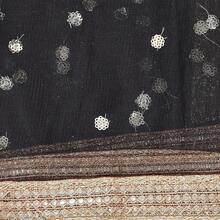 Woman's Embellished Net Dupatta Scarf Shawl Wrap Soft Bridal Wedding - 黑色 - 查看 7