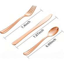 300/150/100/75/50/25/10/1 pièce Set de couverts, salade, gâteau, fruits, collations en or rose, réutilisables et lavables, convenant pour les rassemblements, festivals, anniversaires, fêtes, cuisine et salle à manger, mariages, team building, activités de plein air, fêtes à la maison, gâteaux, salades, etc.