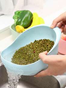 1pc Kitchen Rice Washer Strainer Colander Plastic Rice Washing Bowl Vegetable Fruit Drain Basket