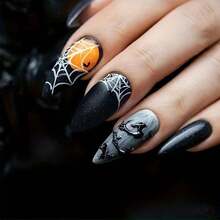24Pcs Halloween Press On Nails Red Gradient False Nails Long Almond Fake Nails With Withered Tree Designs Horror Artificial Full Cover Nail Press Ons Halloween Stick On Nails For Women Nail Art,17114486 - 薄荷綠 - 查看 1