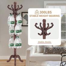 Wooden Classic Coat Rack Stand Solid Wood Coat Rack Freestanding With 14 Hooks Vintage Coat Racks With Sturdy Triangle Base Natural Birch Wood Coat Tree Stand For Entryway Hallway - 黑紅 - 查看 4