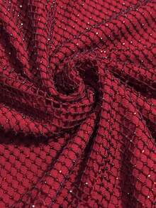 Elisanya Elegant Sexy Straps Sequins Mesh Sparkly Rhinestone Halter Dress Female Temperament Party Birthday Graduation - Red - View 9