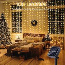 Outdoor Solar Curtain Light 300LED Waterproof String Lights Garden Yard Pavilion Fairy Garland String Lights Holiday Decor Light - Warm White - View 8