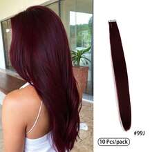 10片/包，50克黑色直发合成接发，无痕隐形，自然黑色，适合发量稀少的女性，打造自然逼真的效果。高品质接发，适合日常佩戴，也适合节日、圣诞节、情人节等各种场合。