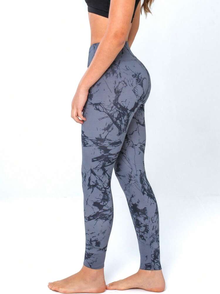 Kit 2 Calças Legging Marmorizada Cintura Alta - Cinza e Branco - Visão 5