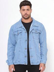 Jaqueta Homem Jeans Masculina - Lavagem clara - Visão 1