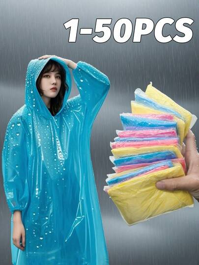 Waterproof Rain Poncho: Portable, Lightweight, And Reusable Hooded Jacket For Adults