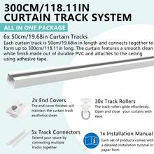 Self Adhesive Curtain Track, Paste Type No Need To Drill, Suitable For Smooth Ceiling Or Wall, Closets, Door And Window Frames, Meet Multi-Scenario And Multi-Functional Needs Bathroom Decor